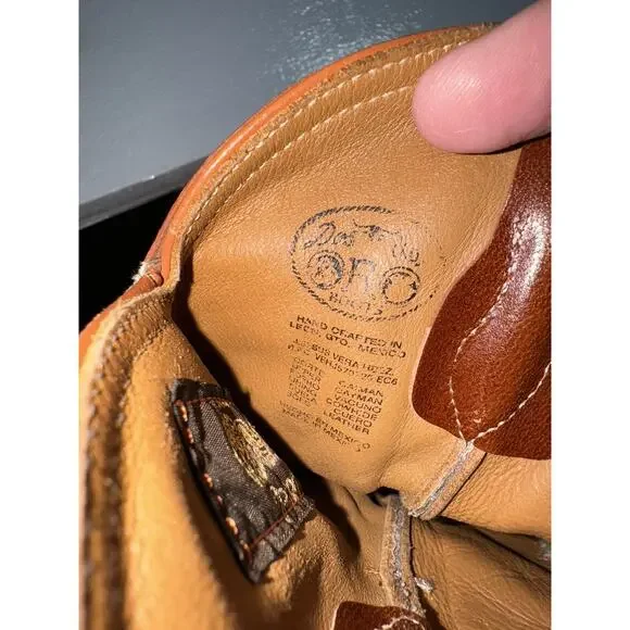 Espolon De Oro Boots Size Y 1 Brown Alligator Embossed Exotic Cowboy Western - Picture 11 of 15